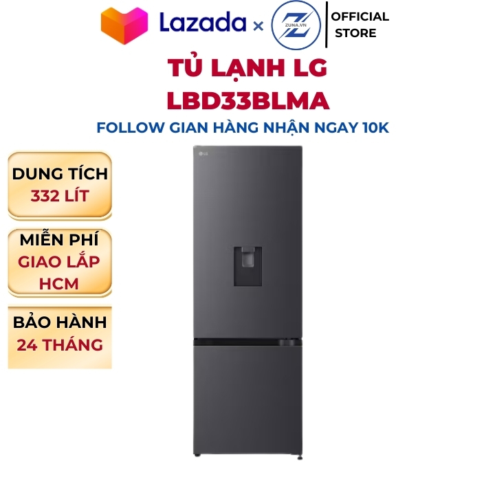 Lg 332L Lbd33Blma Inverter Bottom Freezer Refrigerator - 24 Month Warranty