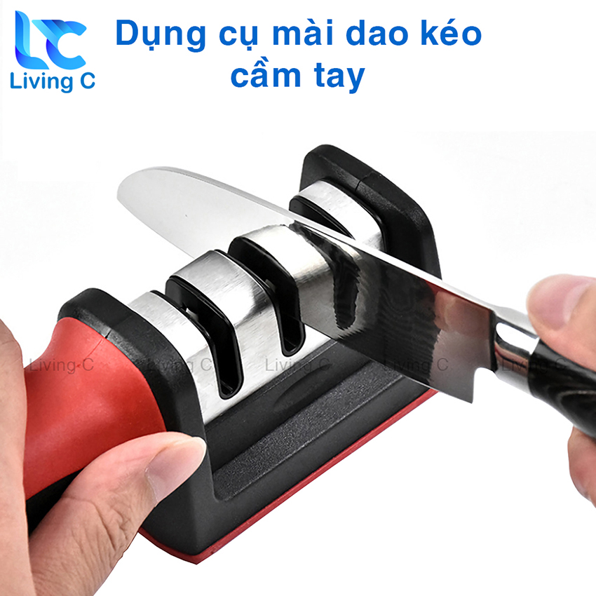 Dụng cụ mài dao kéo đa năng Living C M89, mài dao cầm tay 3 cấp độ có tay cầm chắc chắn tiện lợi