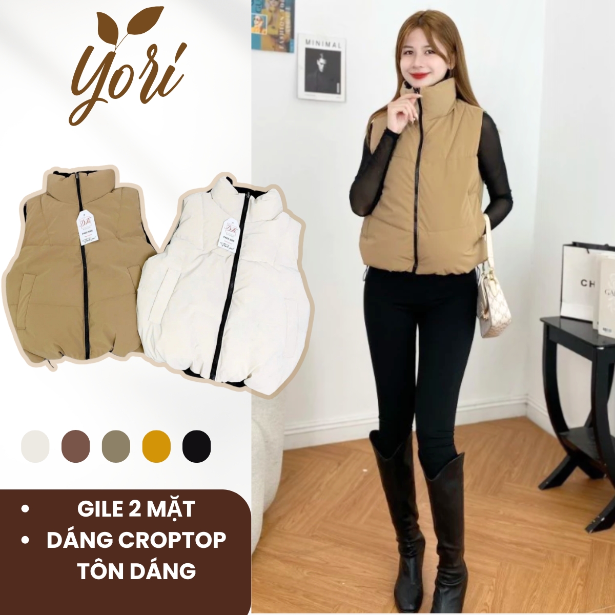 Áo phao đông nữ dáng ngắn COZY croptop phong cách Hàn Quốc Áo phao nữ đẹp 2025 Thiết kế mặc 2 mặt nhung cao cấp