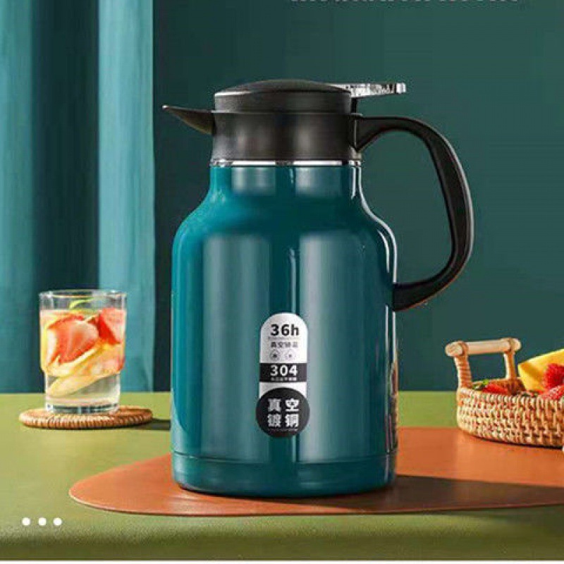 Bình ủ trà giữ nhiệt inox 304 dày 2 lớp 1.6 lít, ấm xanbo phích giữ nhiệt, bình ủ nóng, lạnh, ủ 24h cao cấp 1,6 lít