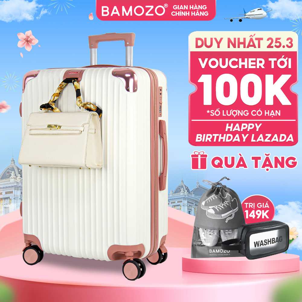 Vali du lịch Bamozo 8809 bọc nhôm 4 góc size 20 24 28 inch, Vali kéo Cao cấp ngăn chứa đồ rộng thời trang, BẢO HÀNH LỖI 1 ĐỔI 1