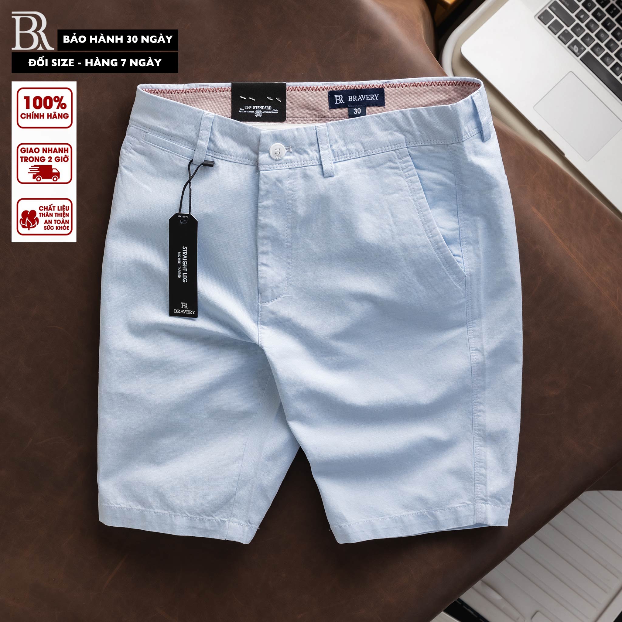 Quần short nam, Quần short Bravery Cao Cấp chất vải cotton mềm mịn thoáng mát, co giãn nhẹ