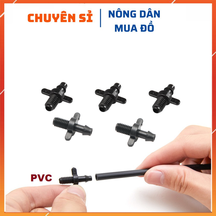 [HCM]Khởi Thủy 6mm 1 Đầu Ren 1 Đầu Gài Dùng Cho Hệ Thống Tưới  Cây- COMBO 100