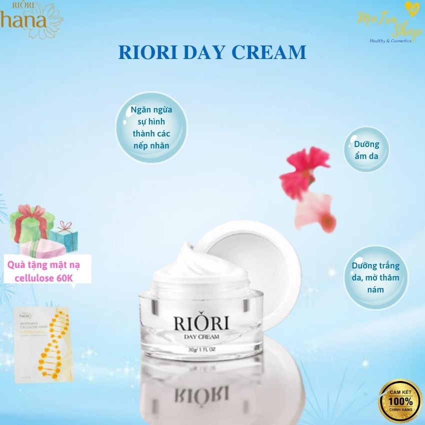 Kem dưỡng da ban ngày Riori Day Cream 30g. Quà tặng 1 mặt nạ Cellulose 60K