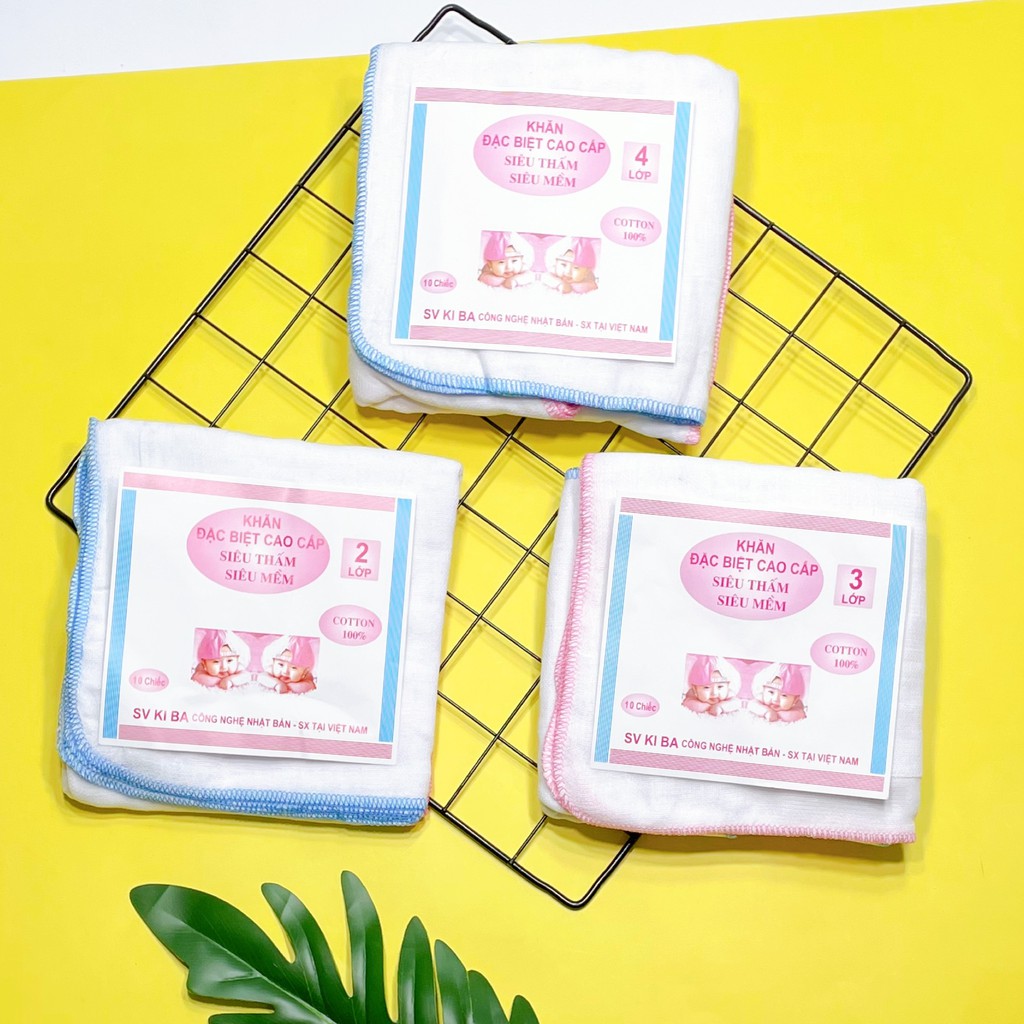 1 sét khăn xô sữa kiba 2 lớp, 3 lớp, 4 lớp