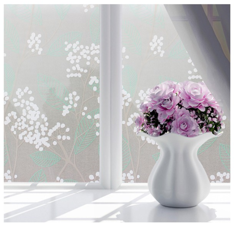 Combo 5m giấy dán kính khổ rộng 45cm - hoa lá xanh r