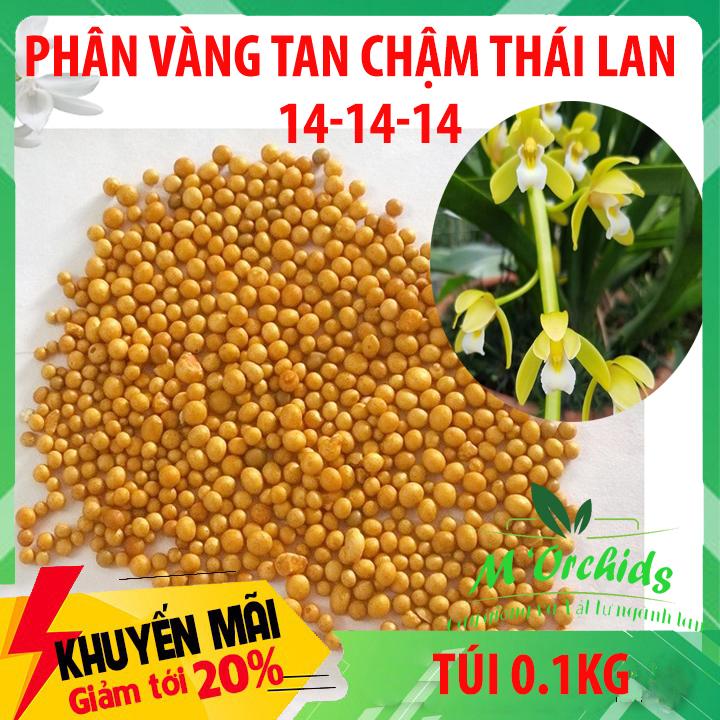 100g Phân vàng tan chậm thái lan 14-14-14 cho phong lan phi điệp. Phân chì vàng, phân tan chậm vàng thái lan Osmocote