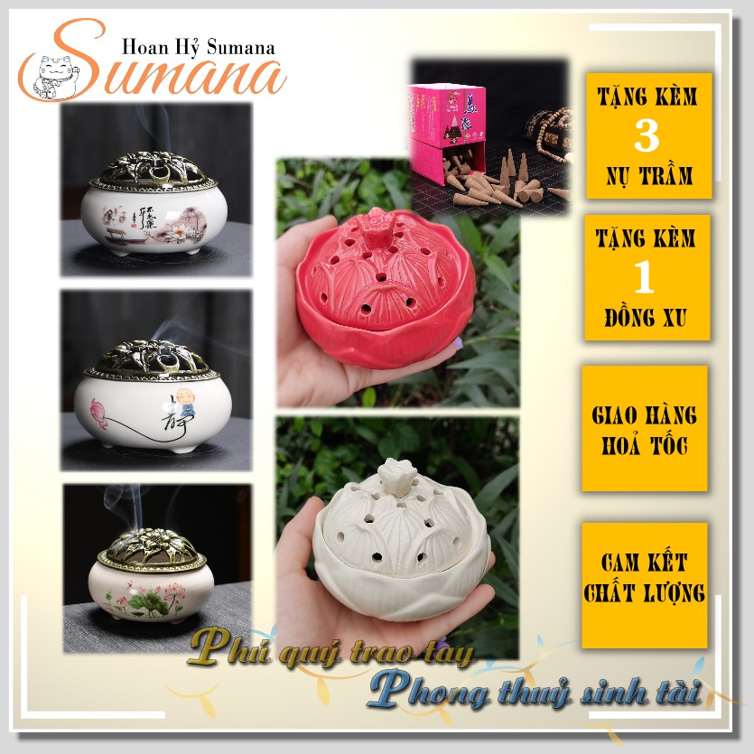Lư xông trầm hương, xông trầm sứ, lư hương đốt trầm, tâm linh, phong thuỷ - Hoan Hỷ Sumana #Tâm Linh Shop_0938628090 # TamLinhNgocBao