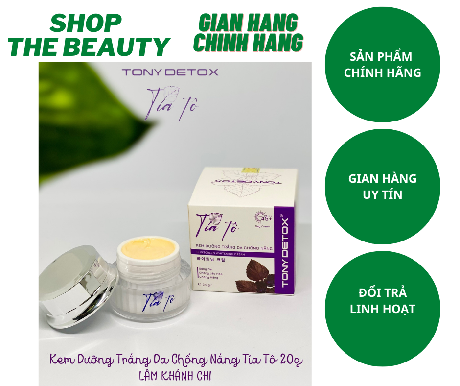 Kem dưỡng trắng da, chống nắng tía tô tony detox spf 45+ 20g