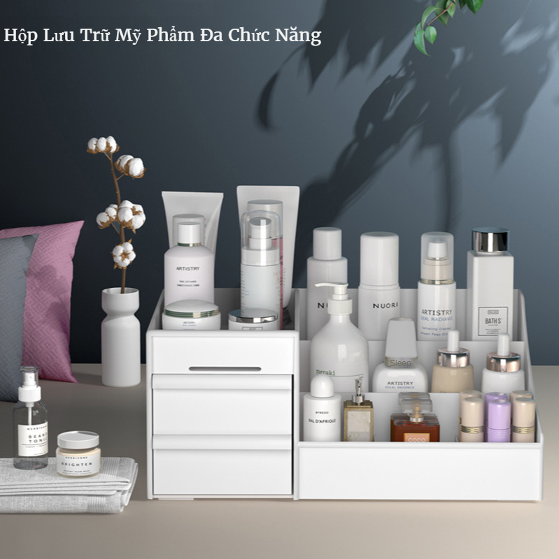 Hộp mỹ phẩm Máy tính để bàn Hộp lưu trữ mỹ phẩm Ngăn kéo Hộp đựng đồ trang sức bằng nhựa Tổ chức Kệ lưu trữ