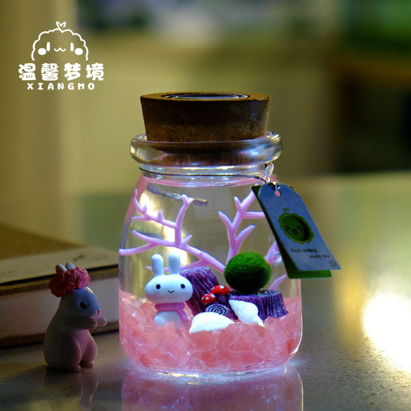 SET TIỂU CẢNH THỦY SINH TẢO MAY MẮN MARIMO BÌNH THỦY TINH CÓ ĐÈN LED