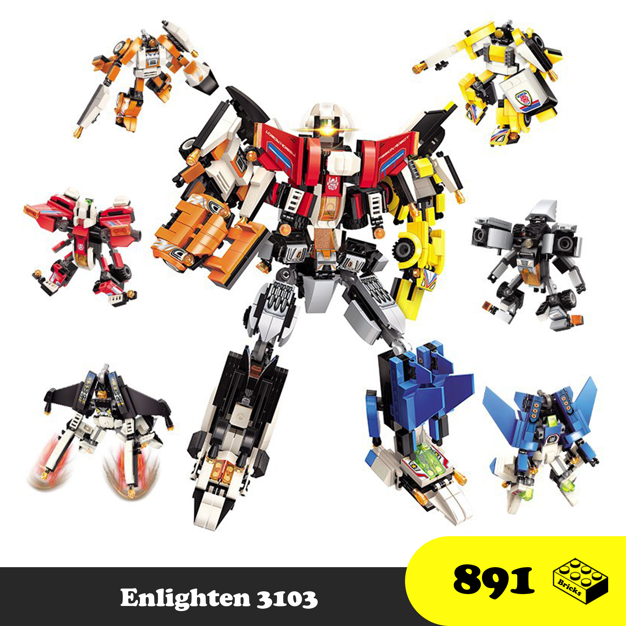 Lego Lắp Ráp Robot Autobot Chiến Đấu Kết hợp 6 trong 1 - Lego Enlighten 3102 FISSION MACHINE MAN STAR GUARDIAN