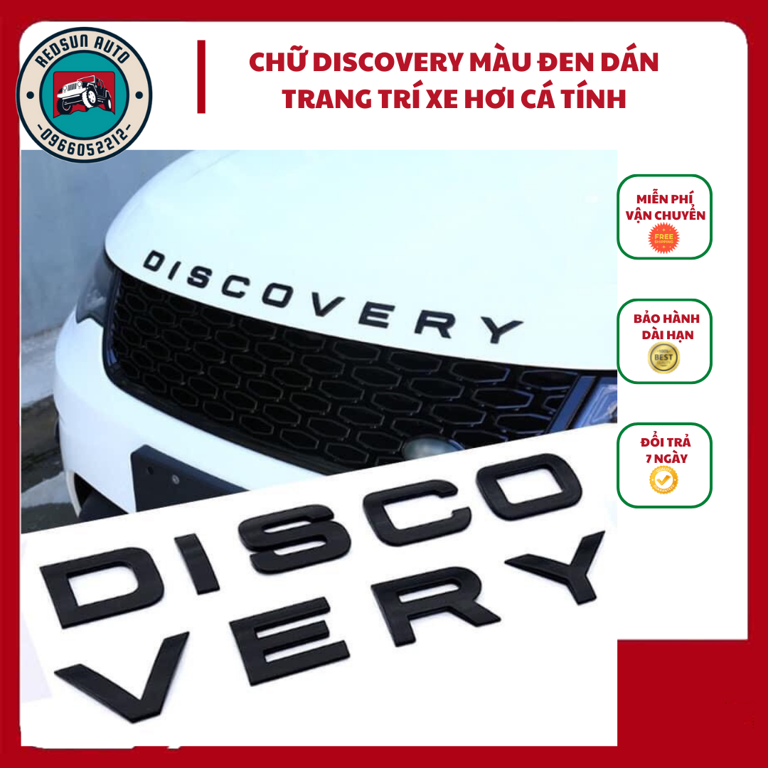 Tem chữ Discovery MÀU ĐEN dán xe, Chữ DISCOVERY Nổi 3D, Tem Trang Trí Ô Tô, đề can discovery 3D nổi dán xe ô tô
