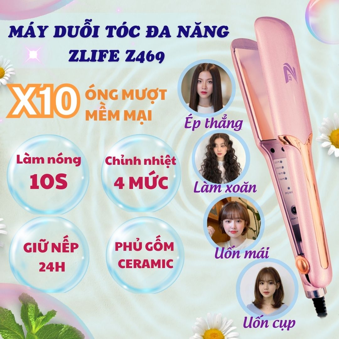 Máy ép tóc duỗi tóc 4in1 cao cấp Zlife Z469 - Dụng cụ tạo kiểu, làm đẹp giúp tóc suôn mượt ,chắc khỏe đến 24H