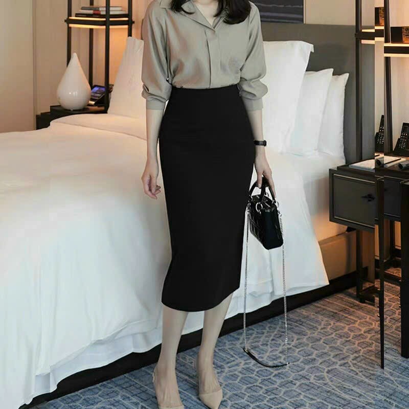 Chân Váy UMI Công Sở M186 Xẻ Sau Mềm Co Giãn Siêu Hot 5 Size 42-60Kg Tùy Chiều Cao