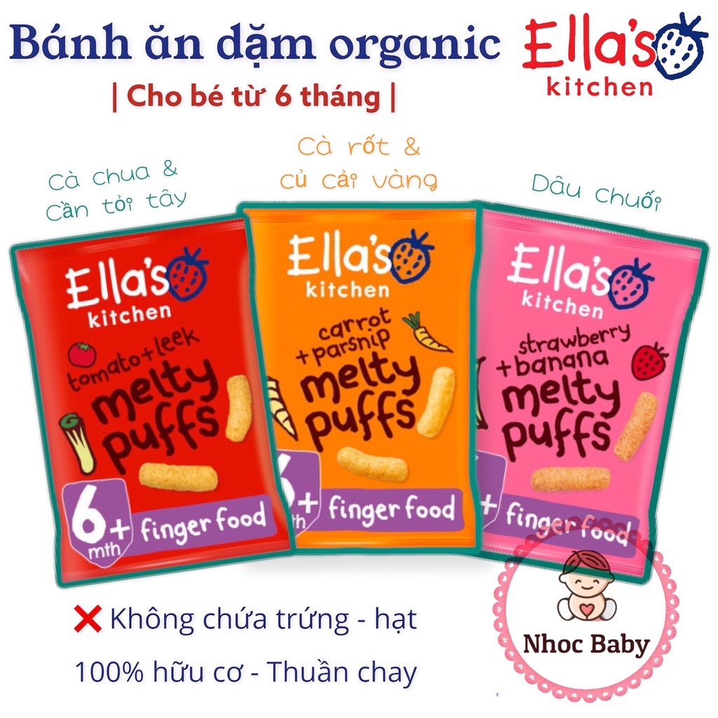 Bánh ăn dặm hữu cơ Organic Ella’s Kitchen mini puffs cho bé 6m  (Air UK)
