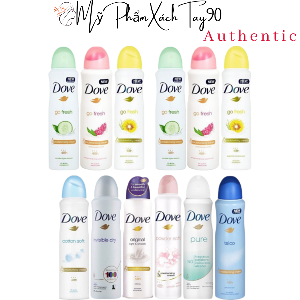 Dove xịt toàn thân khử mùi- xịt hôi nách- xịt thơm body đủ mùi 150ml - MỹPhẩmXáchTayChínhHãng90