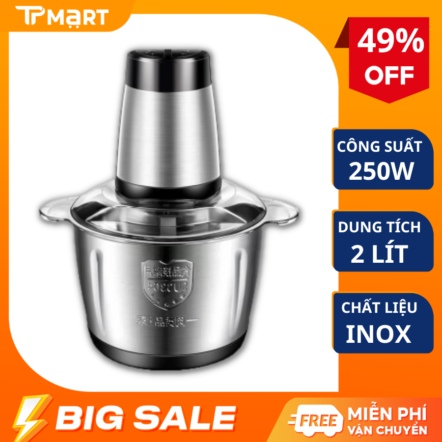 Máy xay đa năng cối inox 304, Máy xay thịt đa năng dung tích 2L, Máy xay sinh tố, Máy xay đồ ăn dặm