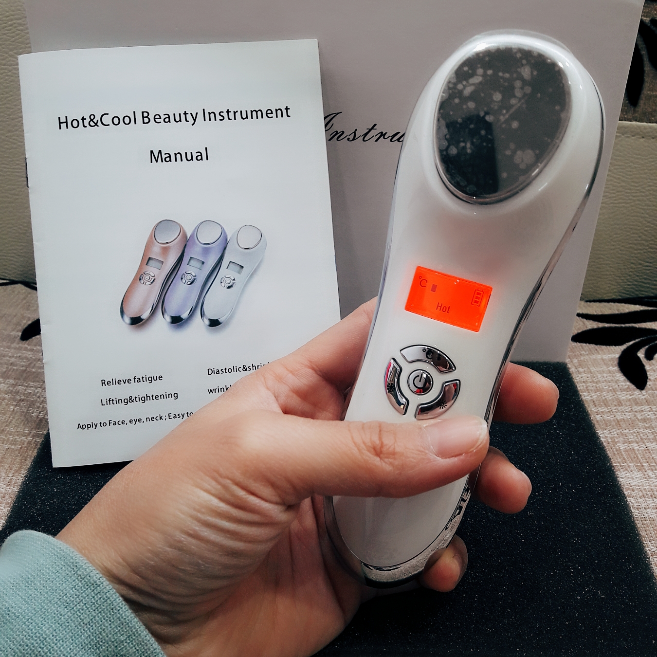 Búa nóng lạnh mini Hàn Quốc -  Hot&Cool Beauty Instrument - Chăm sóc da mặt, bộ đôi không thể thiếu cùng máy rửa mặt