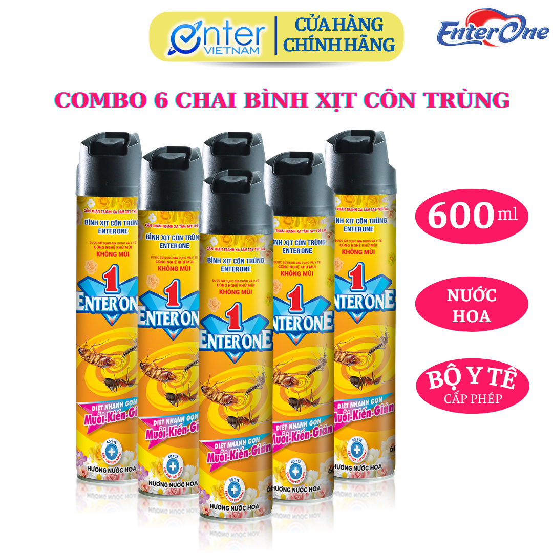 Hàng Chính Hãng Bình xịt côn trùng EnterOne 600ml {Combo 6 chai} hương nước hoa xịt diệt kiến diệt gián diệt muỗi. Xịt diệt côn trùng an toàn hiệu quả