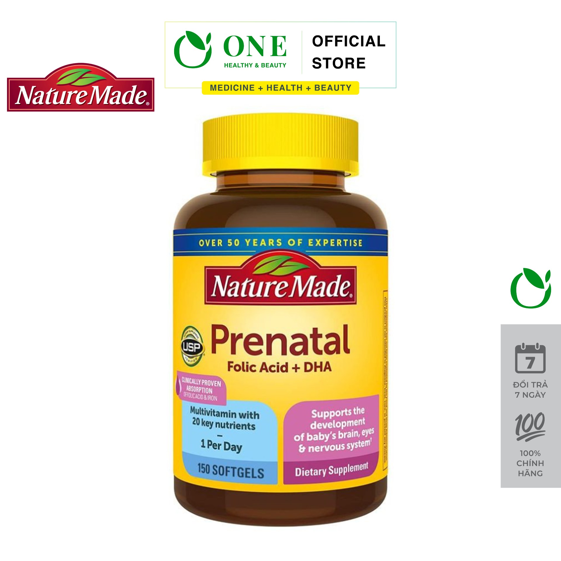 Vitamin cho bà bầu nature made prenatal multi + dha 150 viên
