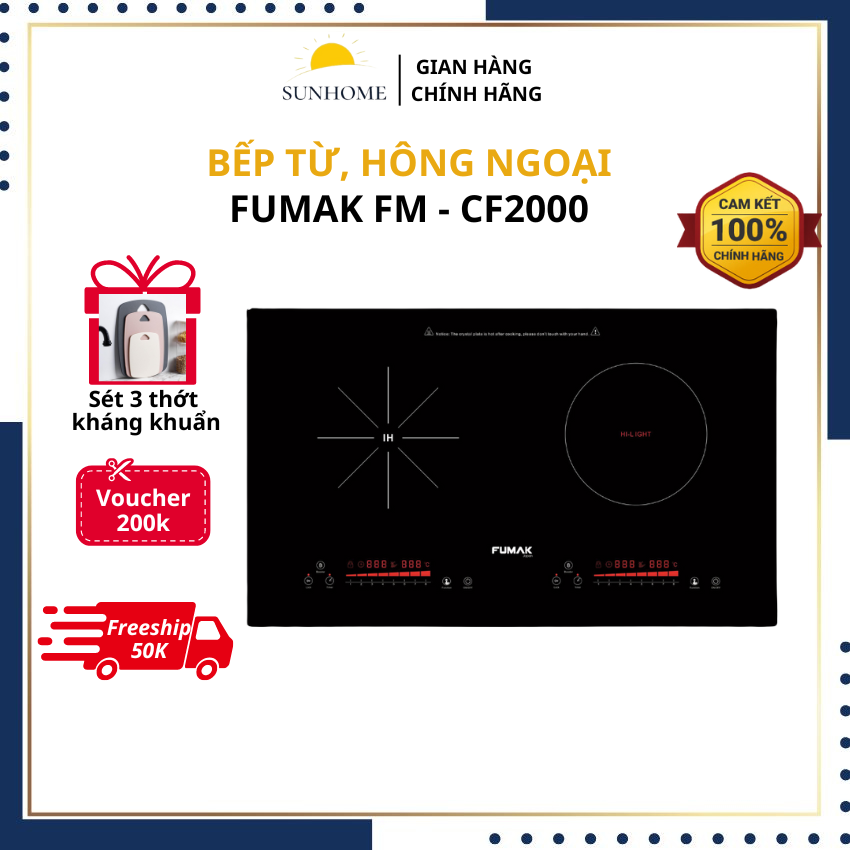 Bếp điện đôi, bếp Từ + Hồng ngoại Fumak FM-CF2000.