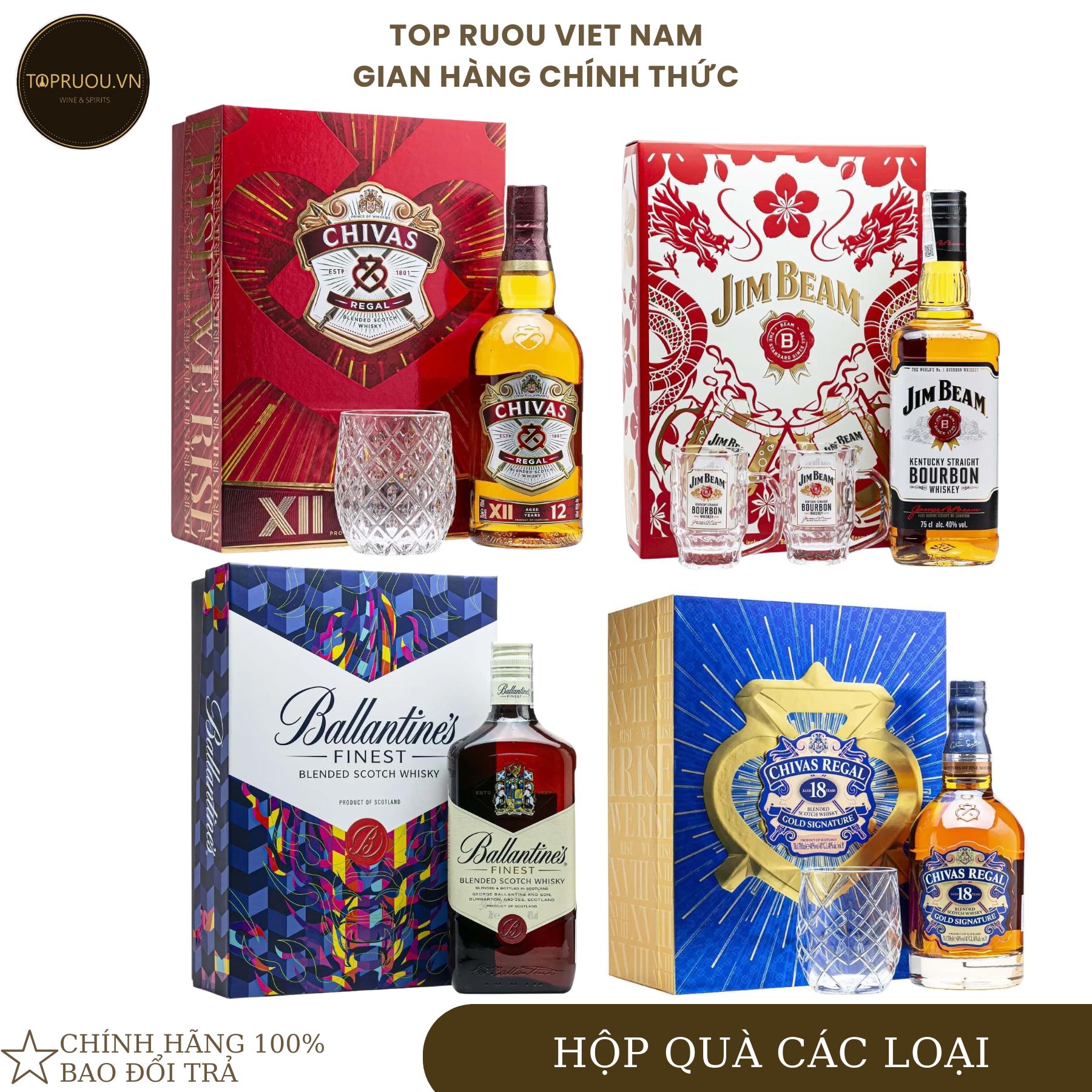 Hộp Quà Tết Chivas Regal - Johnnie Walker - Jim Beam - Hennessy