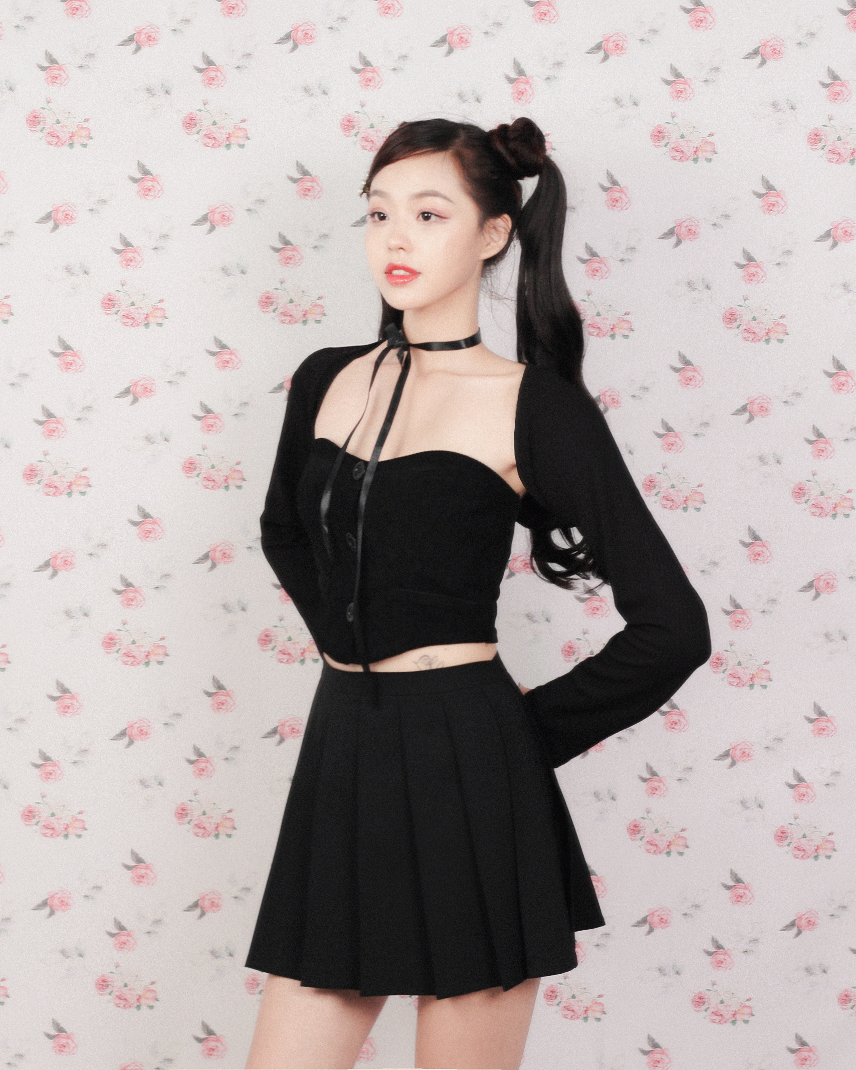 DALLA Áo cardigan thun croptop