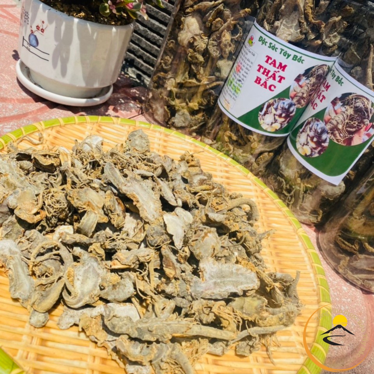 Tam thất bắc Hà Giang thái lát sấy khô từ tam thấy tươi củ già. Củ tam thất hoang nguyên chất nghiền bôt, ngâm mật ong