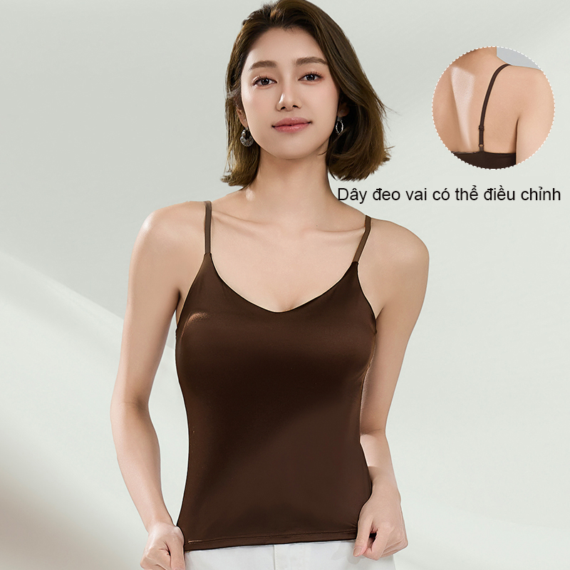 Áo hai dây cao cấp có đệm ngực tích hợp áo hở lưng mới đẹp không đường may cỡ lớn dành cho nữ