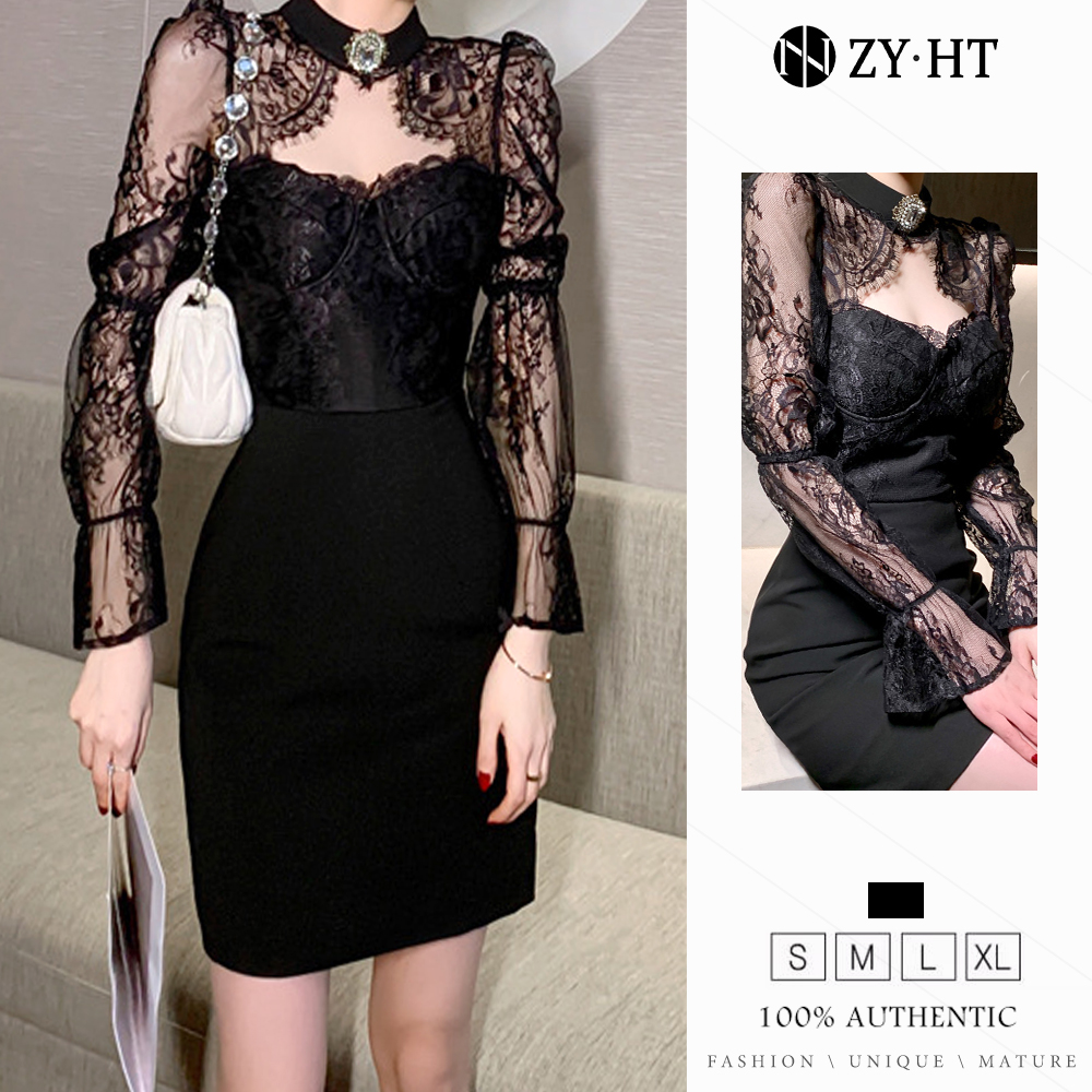ZYHT eravogue Đầm nữ dự tiệc cưới đẹp váy đi tiệc cưới Đầm thời trang Đầm thanh lịch Đầm  phong cách sexy đầm đẹp đầm đen đầm body đầm dáng 4604
