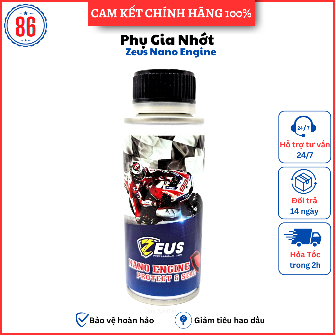 Phụ gia nhớt kéo dài thời gian thay nhớt zeus engine protect & seal 100ml