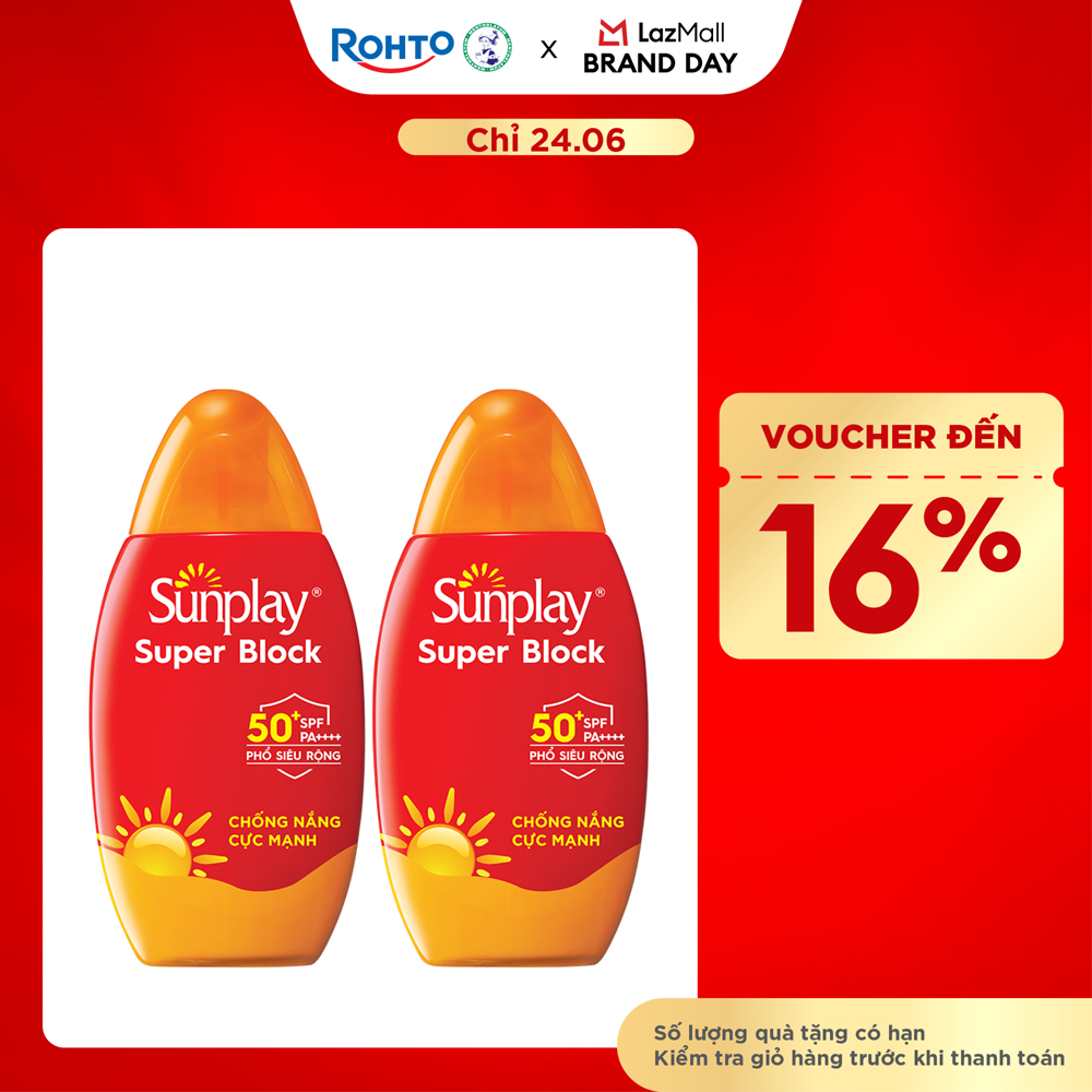 [VB] Bộ 2 Kem chống nắng Sunplay cực mạnh, ngừa đen sạm da hiệu quả dạng sữa Sunplay Super Block SPF 50+, PA++++ 70g
