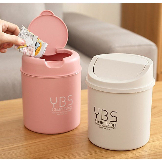 [HCM]Thùng rác mini để bàn YBS - Nhỏ gọn có thể để trên bàn làm việc bàn học tủ đầu giường