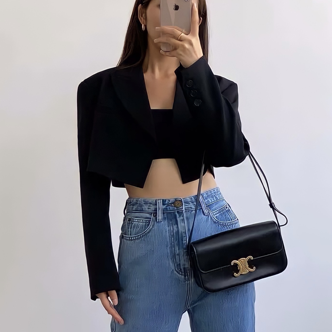 A1 áo vest croptop ngắn blazer ngắn có độn vai