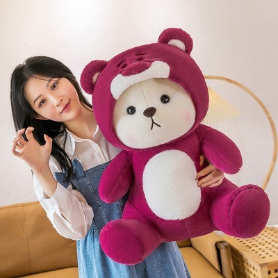 Gấu bông Cosplay gấu dâu- Gấu bông Lena Bear mặc áo cosplay Gấu Dâu Lotso, Gấu Lena Sang Trọng, quà tặng người yêu