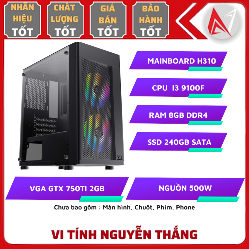 Thùng PC GAMING NYX I3 THẾ HỆ 9  H310 - I3 9100F - 8G - GTX750TI 2G