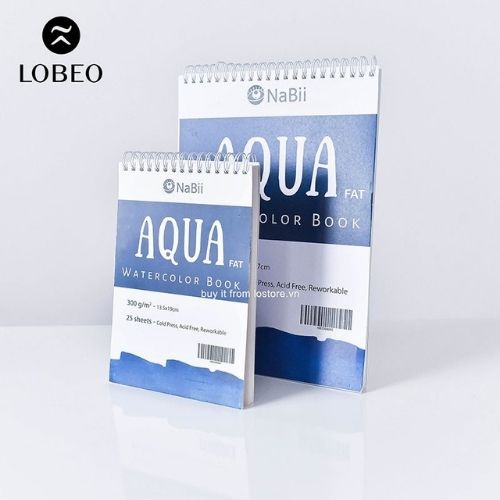 Sổ và giấy vẽ màu nước aqua fat nabii art 300gsm