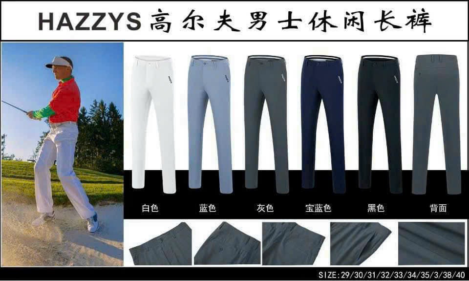 Quần golf nam Hazzys chất liệu vải 95% polyestr + 5% spandex tạo độ co giãn, ống 20cm