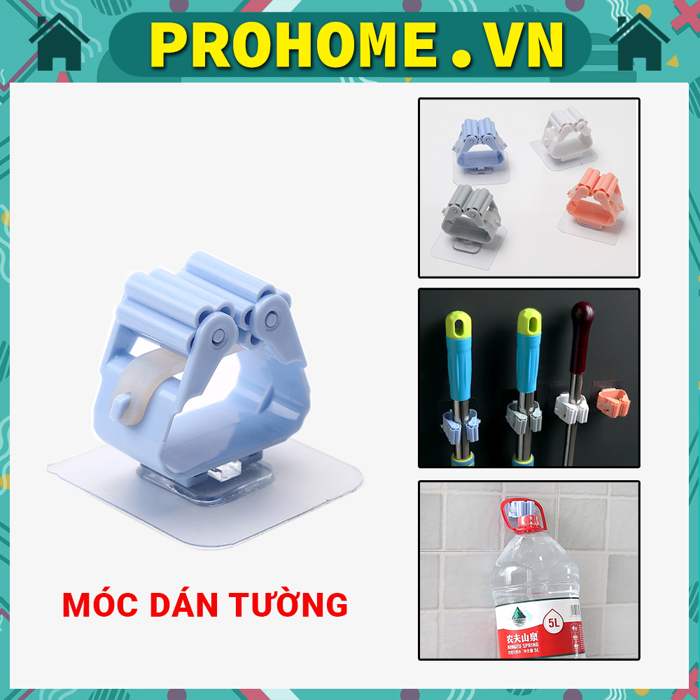 Combo 5 Móc Dính Tường Treo cây lau nhà, treo chổi, Móc treo đa năng chịu tải lên đến 5kg
