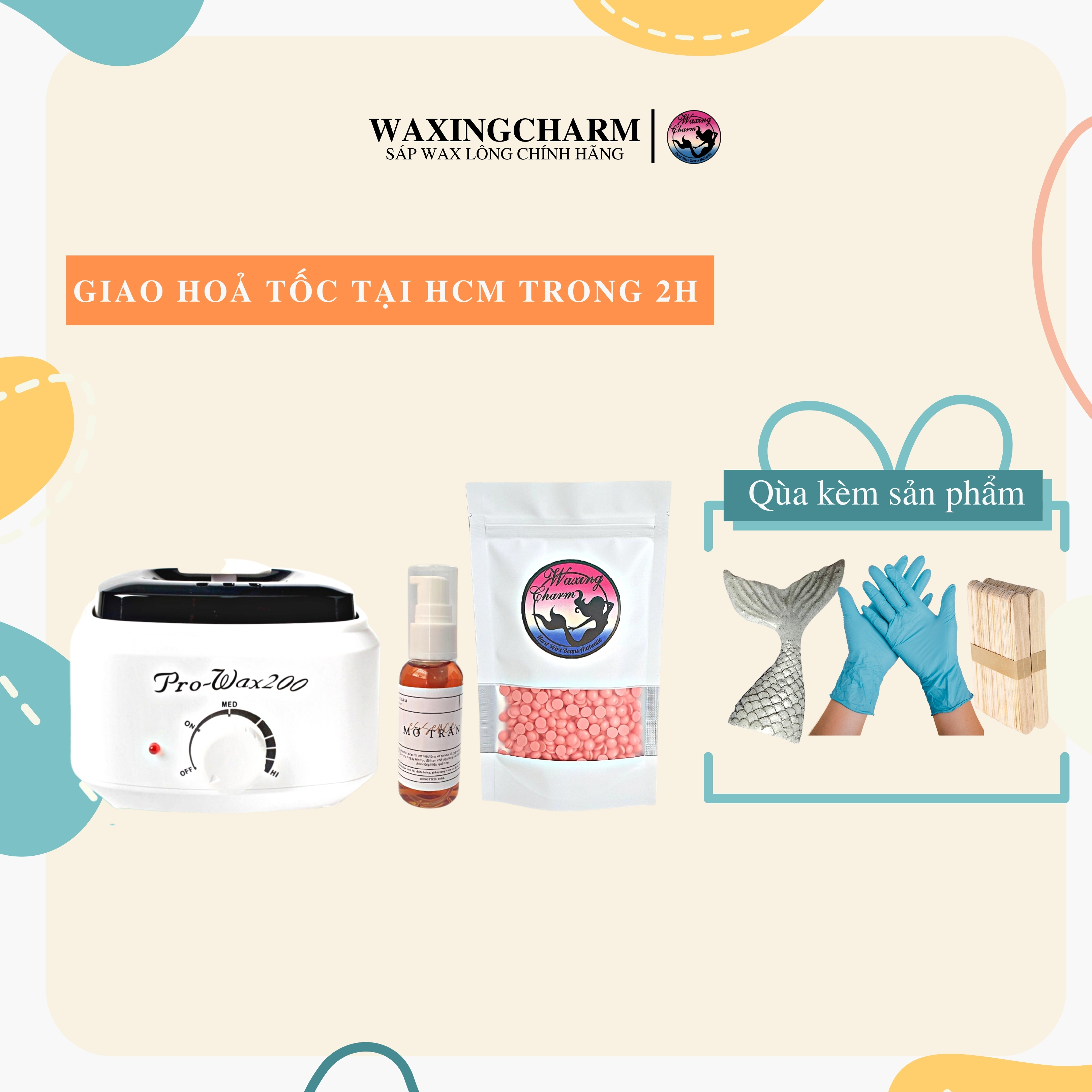 Combo máy nấu sáp prowax200 100gr sáp wax lông dành cho nách, body, bikini và 50ml mỡ trăn giúp tẩy lông triệt lông