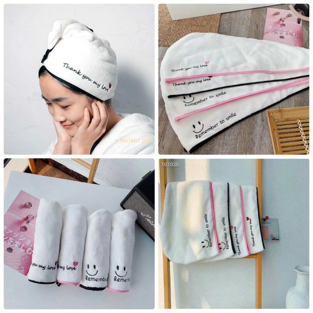 Khăn ủ tóc cotton mềm siêu thấm hút, khô tóc nhanh, quấn ủ hấp tóc cho bạn giá cực đáng yêu