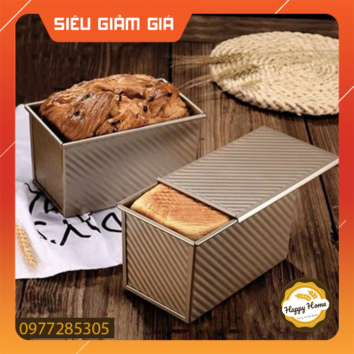 Khuôn bánh mì gối/ sandwich vàng chống dính có nắp đậy 450gr chất lượng cao