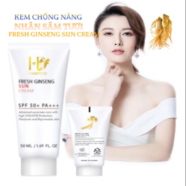Kem chống nắng dưỡng da FRESH GINSENG SUN cream (nhân sâm tươi Korea) BAO CHECK MÃ VẠCH
