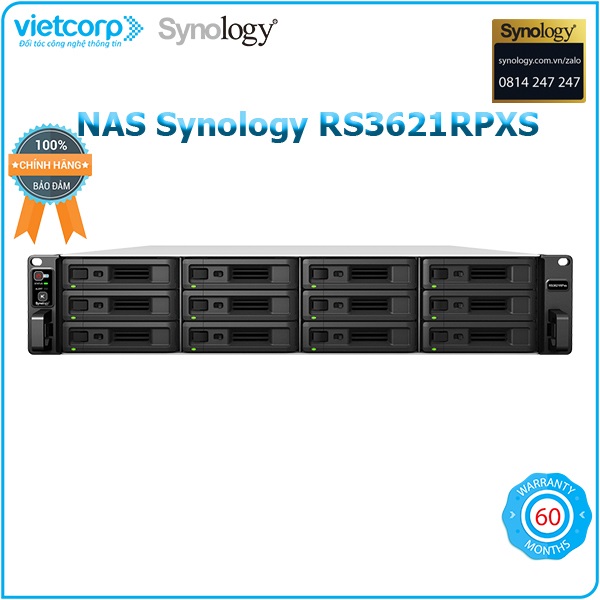 Thiết bị lưu trữ mạng NAS Synology RS3621RPxs - Hàng Chính Hãng