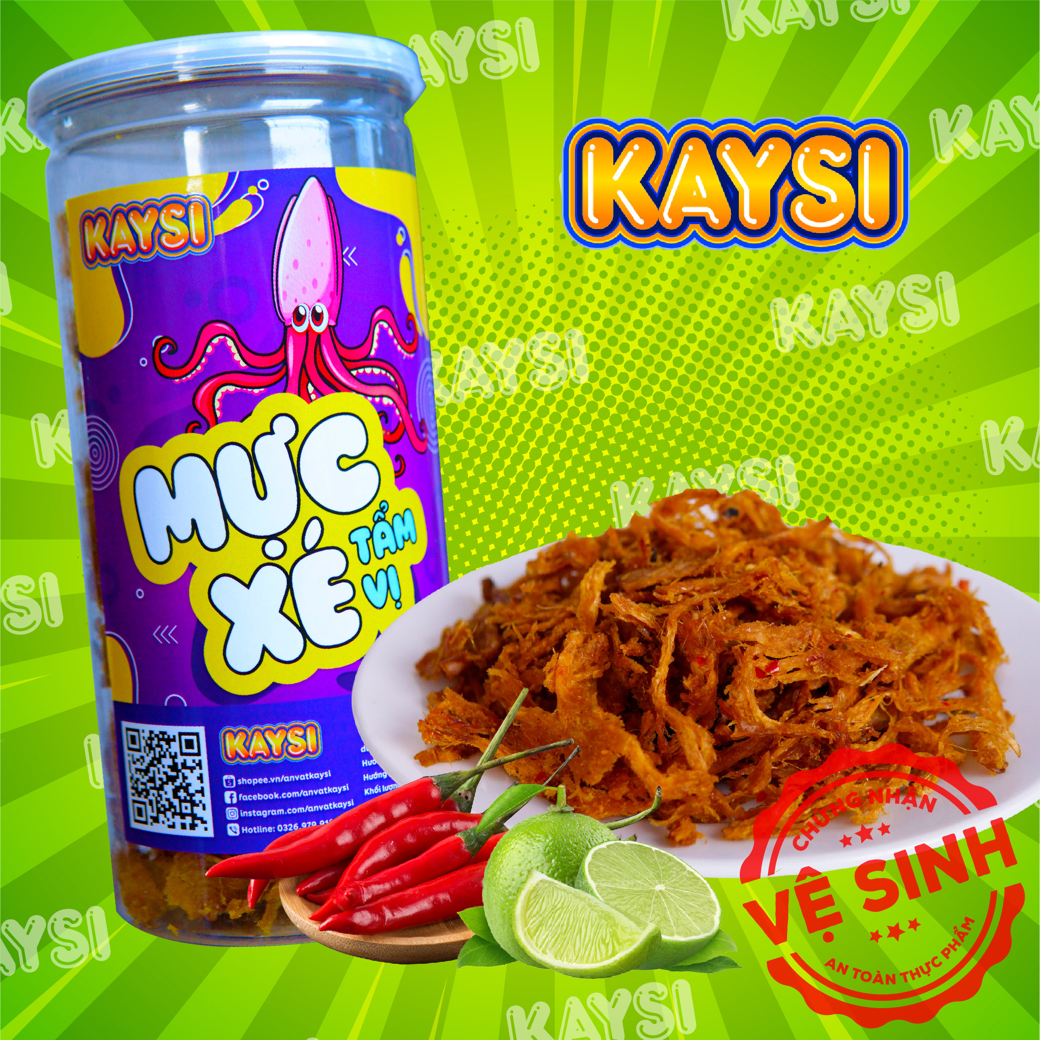 Mực xé tẩm vị 250g kaysi đồ ăn vặt hà nội