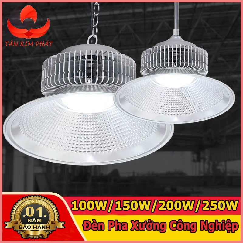 Bộ 4 Đèn pha nhà xưởng 100W 150W 200W 250W tháp công nghiệp ánh sáng trắng