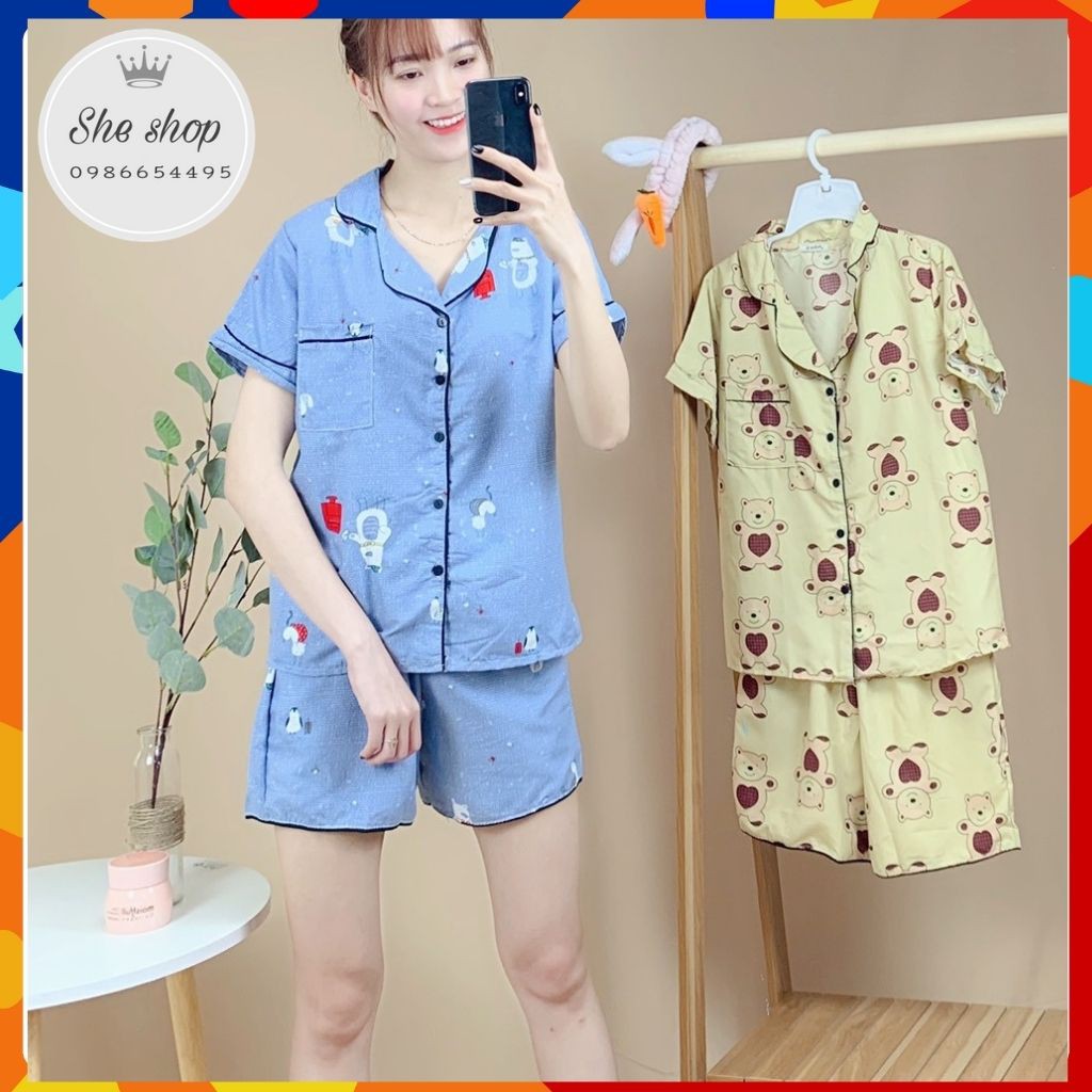 Bộ mặc nhà pijama, Bộ đùi nữ phong cách hàn quốc, kiểu dáng trẻ trung,năng động.