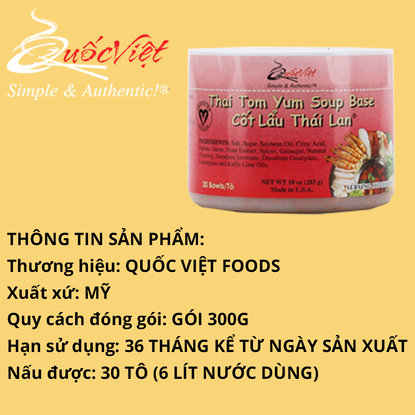 Gia vị nấu lẩu Thái Lan chuẩn vị Cốt Quốc Việt 300g