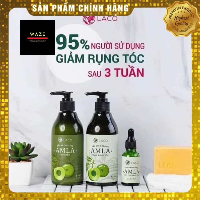 [LACO AMLA] [SIÊU TIẾT KIỆM] Bộ dầu gội Amla - Waze - sử dụng đồng thời bộ 3 sản phẩm thường xuyên sẽ giúp ngăn giảm tình trạng rụng tóc, hỗ trợ tóc mọc trở lại, cho bạn mái tóc dày m